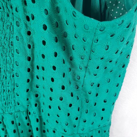 Anthropologie Maeve Lelia Eyelet Midi Dress Green Lined Sz 6 Small Sleeveless - Picture 4 of 12